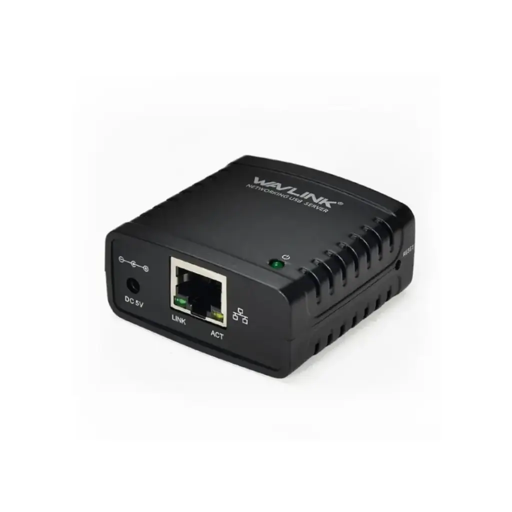 Adaptador Print Server Wavlink WL-NU78M41 red Ethernet a USB 2.0 de 10/100 Mbps