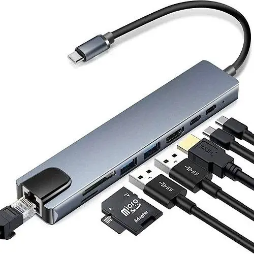 [NB-HUB8N1] Hub USB-C 8 en 1: Amplía las Posibilidades de tu MacBook Pro y Laptop con USB-C